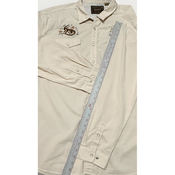 HOWLER BROS Gaucho Snapshirt Mens 2XL Tan Lazy Gators Embroidery Western Cowboy - Picture 11 of 13